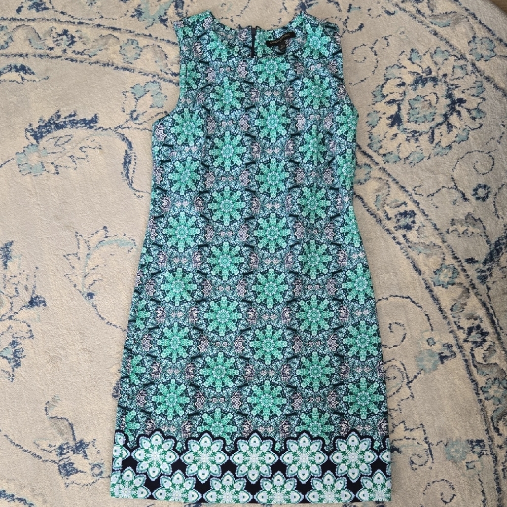 Banana Republic Green and Black Floral Midi Dress